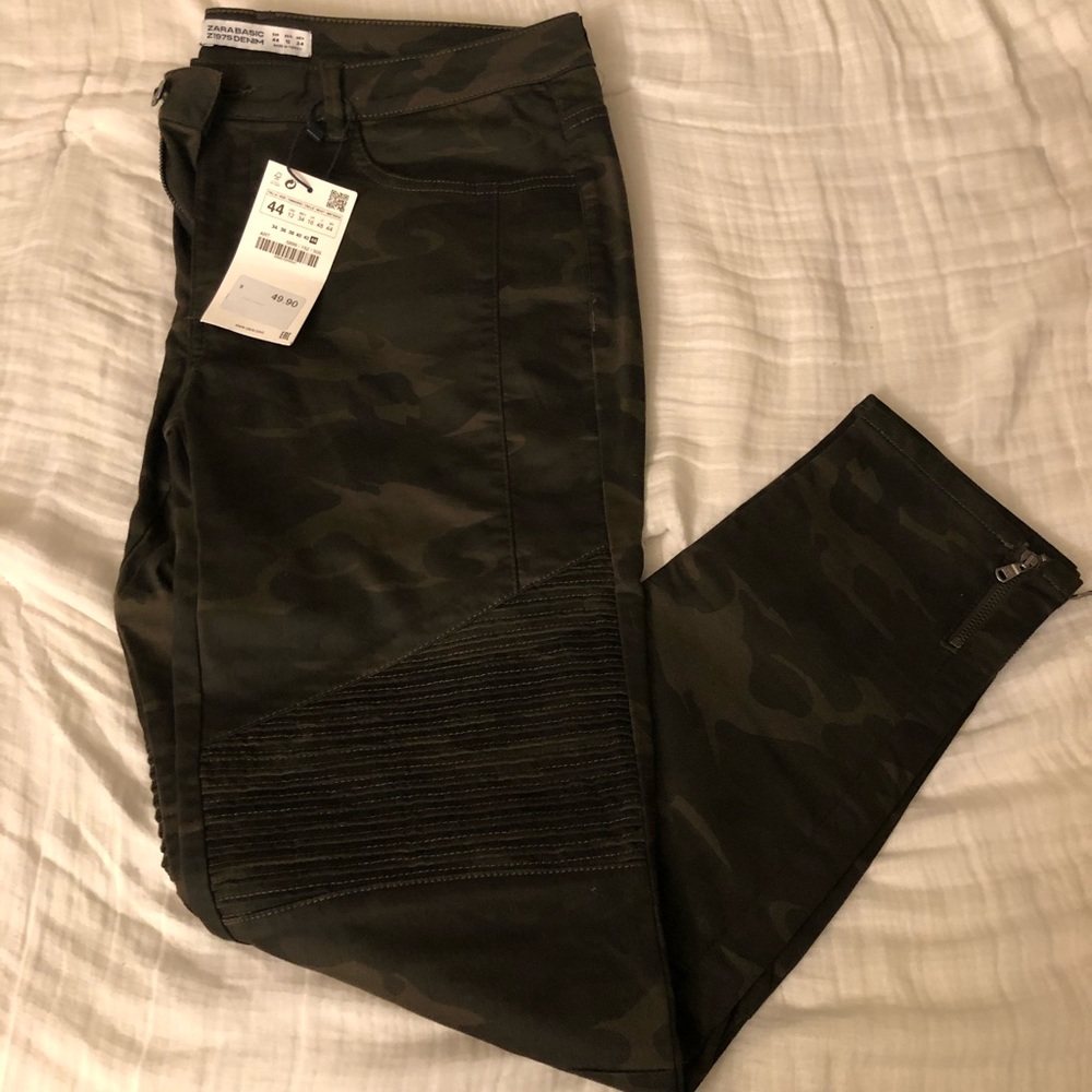 Zara Camo Moto Skinny Jeans Size 12